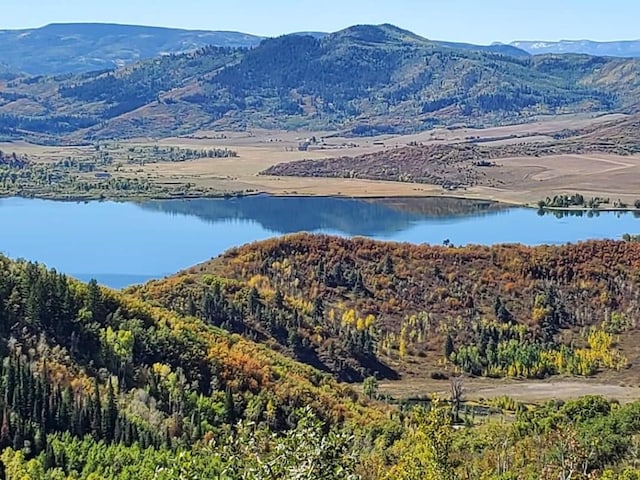 view of mountain feature with a water view