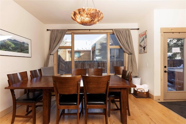 dining space featuring a healthy amount of sunlight and hardwood / wood-style floors