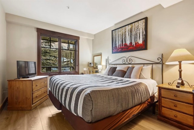 bedroom featuring light wood finished floors