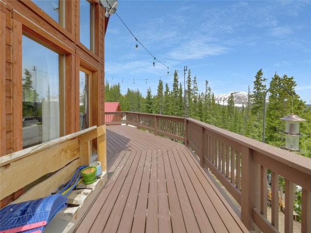 deck featuring a mountain view