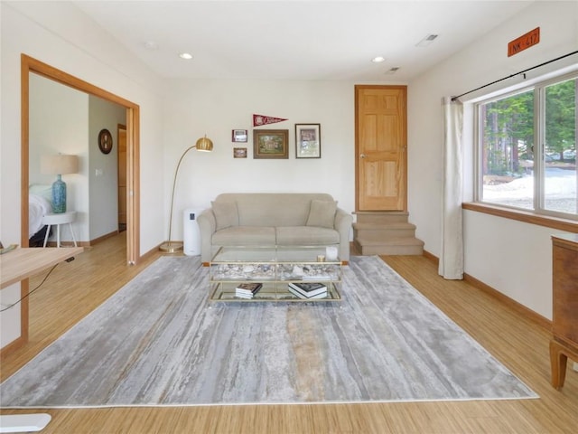 living room with light wood-type flooring