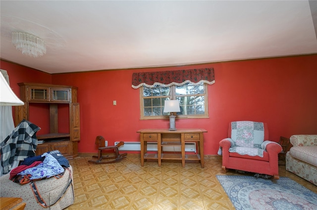 living room featuring light parquet flooring