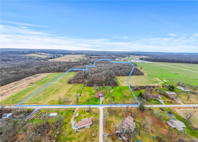 aerial view with a rural view