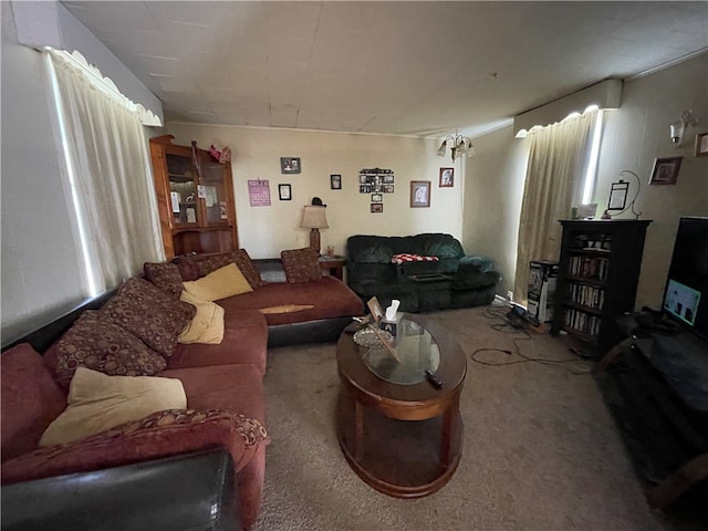 living room featuring carpet flooring