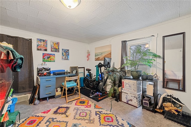 home office featuring ornamental molding