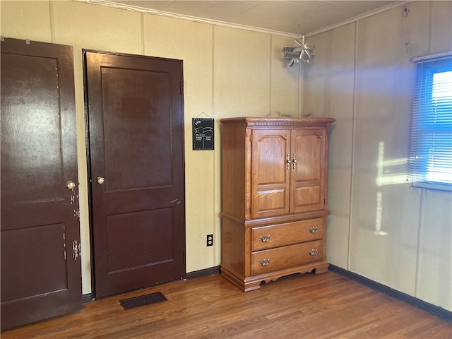 interior space with dark wood-type flooring