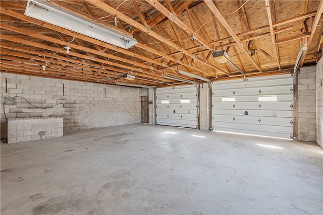 garage with a garage door opener