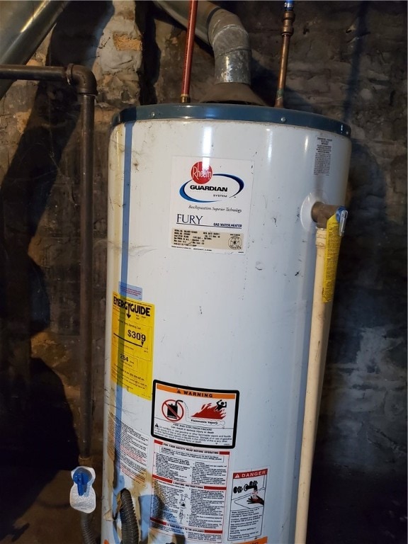 utility room with water heater