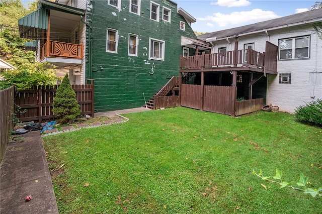 view of yard with a deck