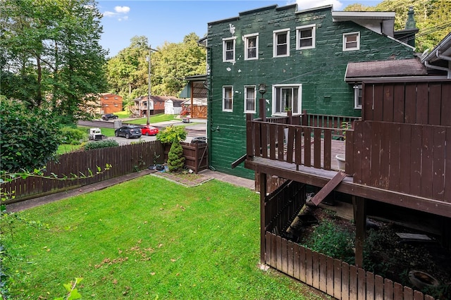 view of yard featuring a deck