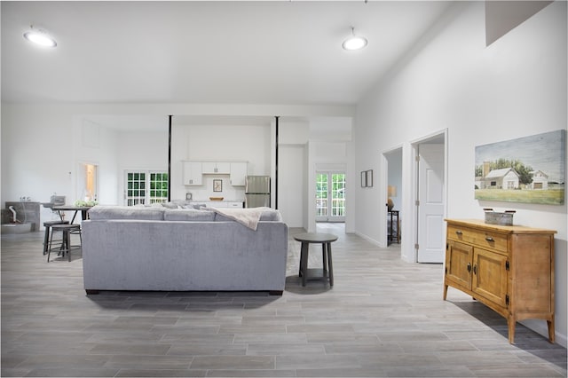 living room featuring light hardwood / wood-style floors