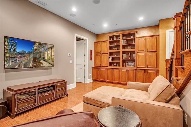 living room featuring light wood-type flooring