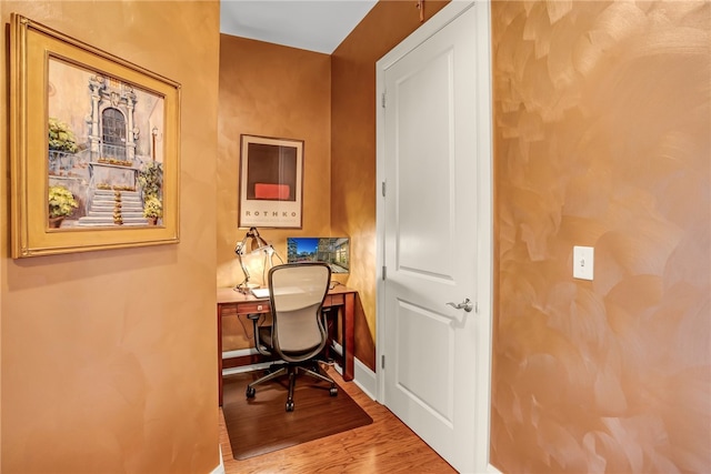 office area featuring hardwood / wood-style floors