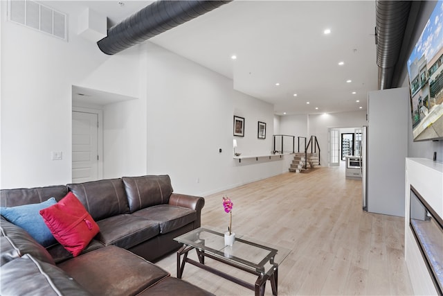 living room with light wood-type flooring