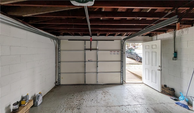 garage with a garage door opener