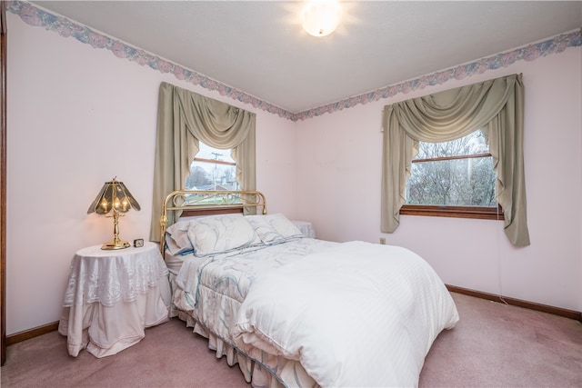 carpeted bedroom with multiple windows