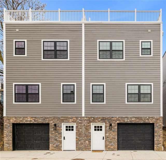 exterior space with a garage