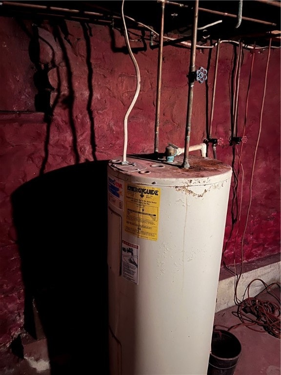 utility room featuring water heater