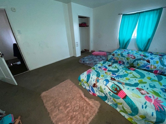 bedroom featuring a closet and carpet flooring