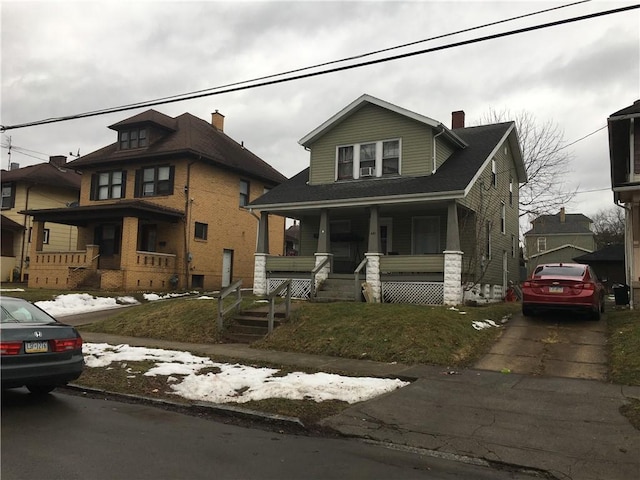 431 Boyles Ave, New Castle/2Nd, PA 16101 - view of front of home with covered porch and a chimney