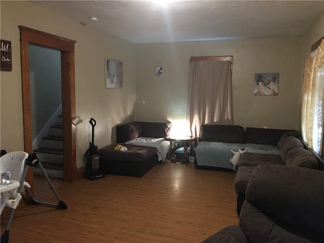 431 Boyles Ave, New Castle/2Nd, PA 16101 - living room with wood finished floors and stairs