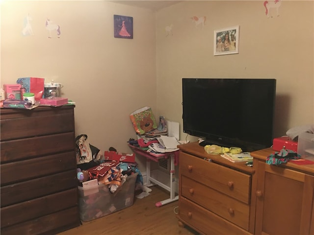 bedroom with hardwood / wood-style floors