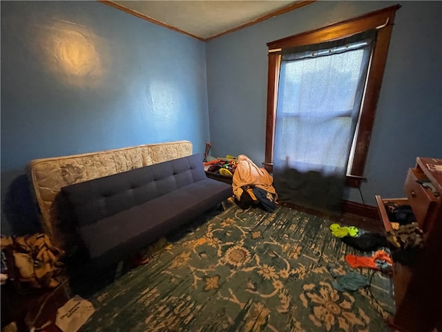 bedroom with ornamental molding