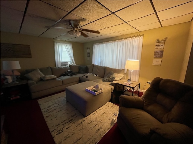 living room featuring cooling unit and ceiling fan