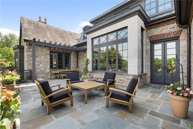 view of patio featuring french doors