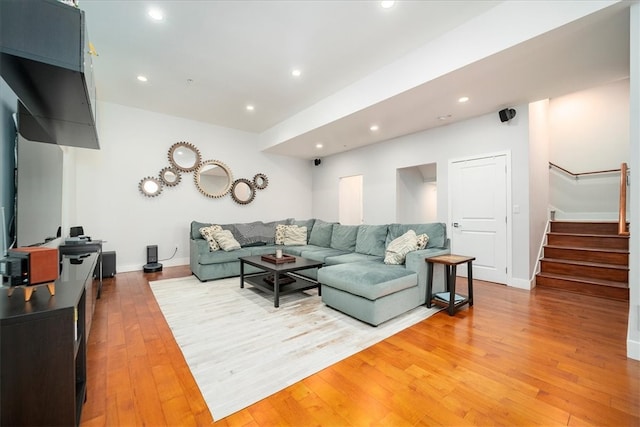 living room featuring light hardwood / wood-style floors