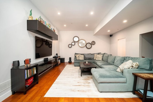 living room featuring light hardwood / wood-style flooring