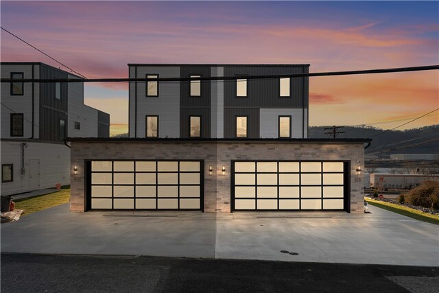 contemporary home featuring a garage