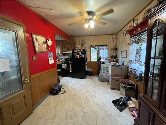 home office with ceiling fan