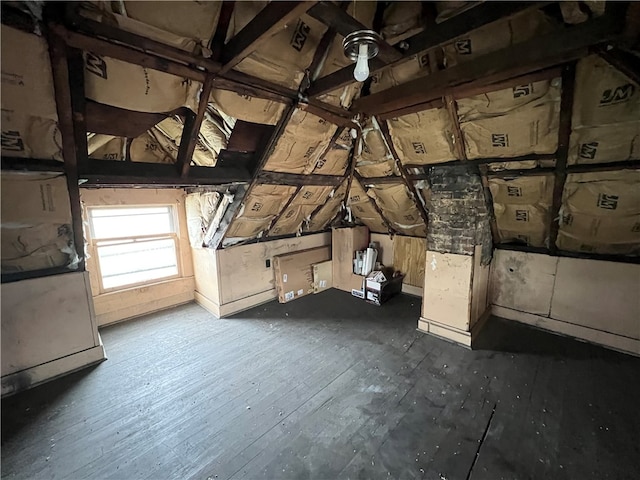 view of unfinished attic