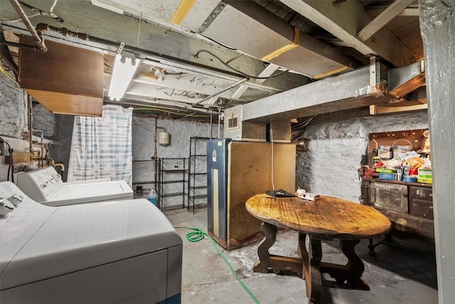 basement with independent washer and dryer