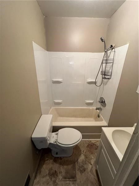 full bathroom featuring vanity, toilet, and shower / bath combination