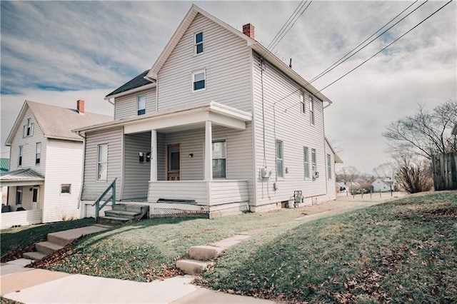 view of front facade featuring covered porch