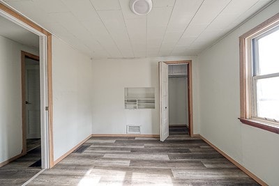 unfurnished room featuring dark hardwood / wood-style floors and a healthy amount of sunlight