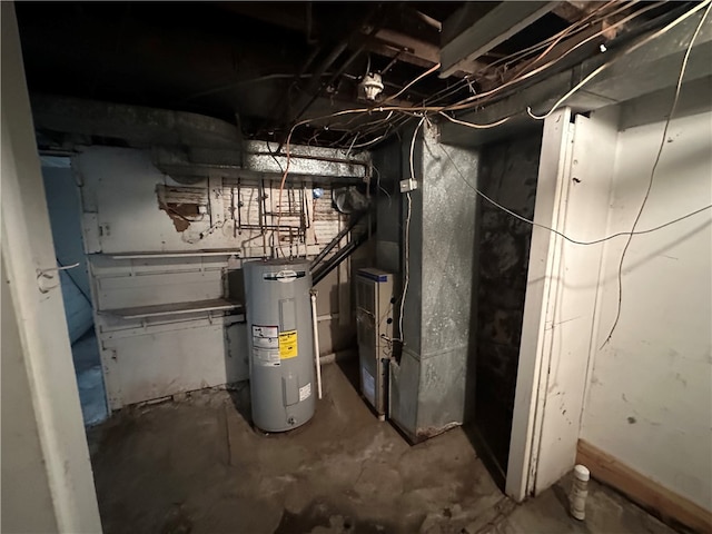 utility room featuring water heater