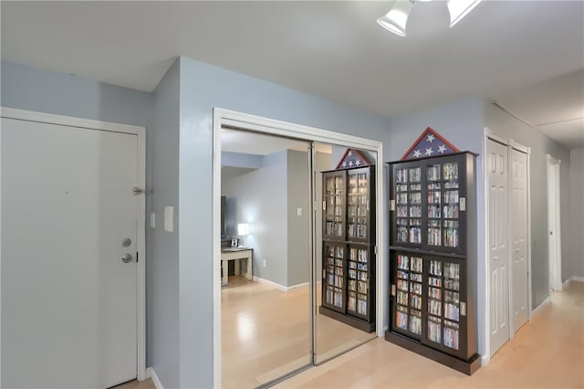 wine room featuring light hardwood / wood-style floors