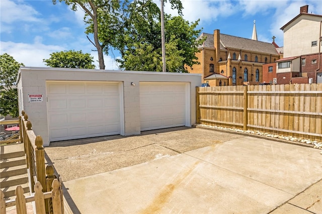 view of garage