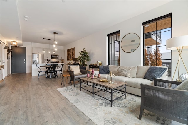 living room featuring light hardwood / wood-style flooring