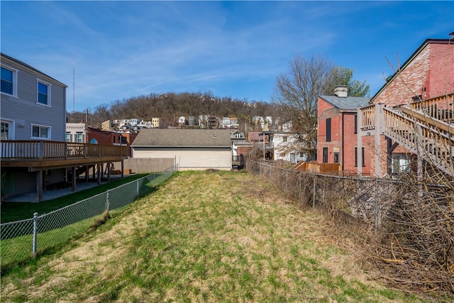 view of yard with a deck