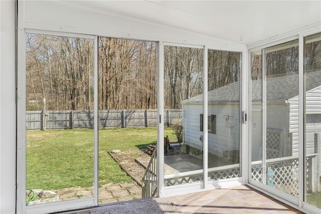 view of unfurnished sunroom