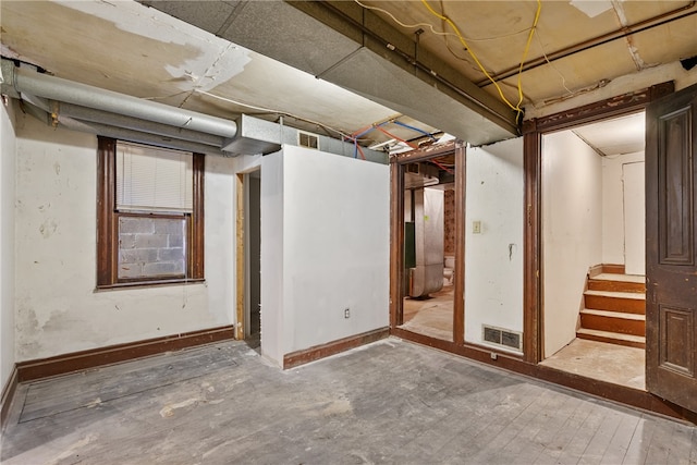 basement featuring heating unit