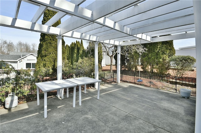 view of terrace with a pergola