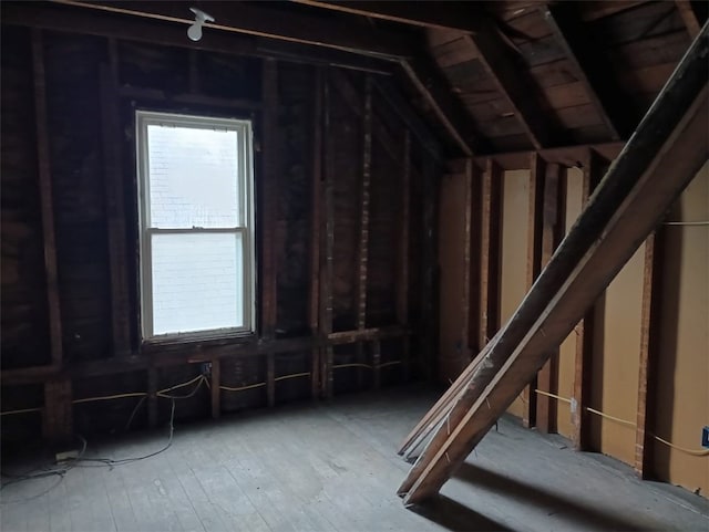 view of unfinished attic