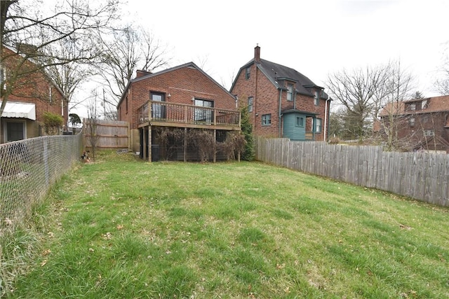 view of yard with a deck