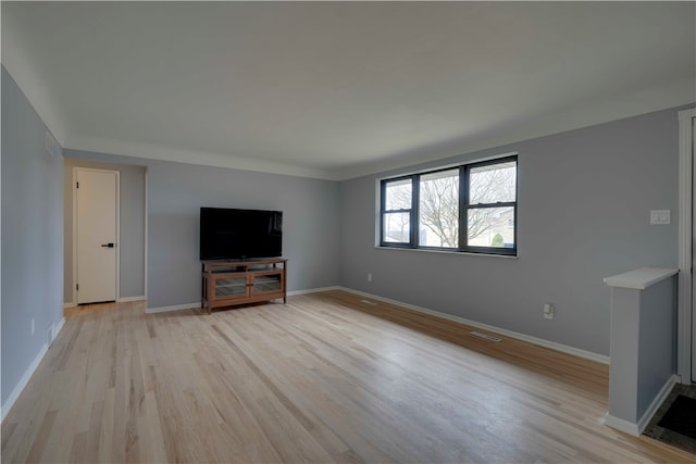 unfurnished living room featuring light hardwood / wood-style floors