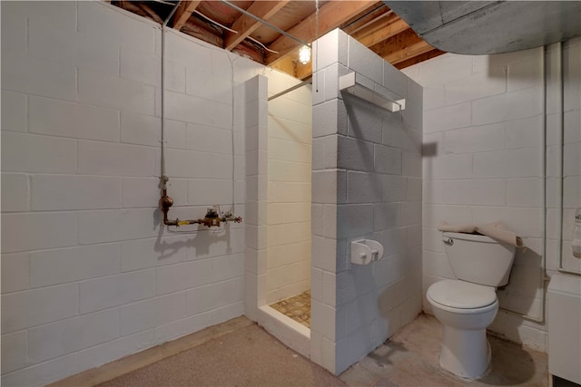 bathroom with walk in shower and toilet